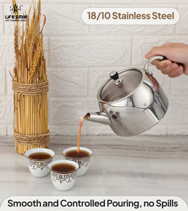High Quality 18/10 Stainless Steel Tea Pot Set with <b>Induction</b> Compatible Base and Silicone Insulated Handles - Product Image 3
