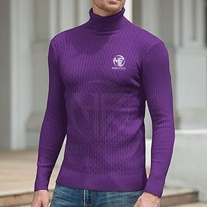 Soft Comfortable High Collar Top with Smooth Finish Long Sleeves for Daily Styling <b>Men</b> <b>Turtle</b> <b>Neck</b> Shirt - Product Image 2