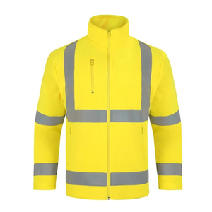 Ropa de trabajo de invierno personalizada para hombre de talla grande, chaqueta de concha suave con cremallera, nuevo forro polar reflectante, impermeable, transpirable, de punto - Product Image 5