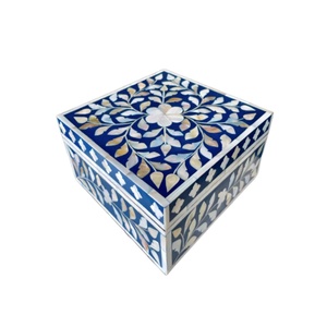 Artware indio artesanal para decoración del hogar, cajas para el hogar, cajas de joyería de nácar azul indio, diseño Rectangular, Región del Golfo - Product Image 2