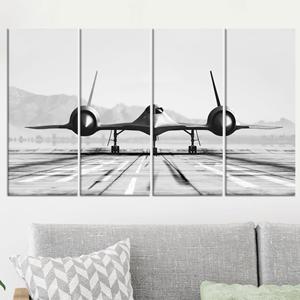 Impresión en lienzo monocromática SR-71 Blackbird, arte de pared moderno de aviación, JUEGO DE 4 LIEÑOS - Product Image 1