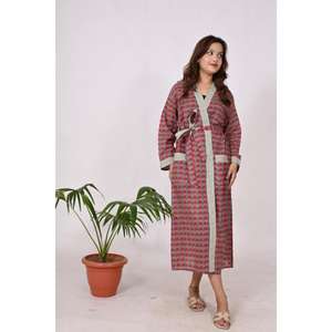 Women's Lightweight Cotton <b>Kimono</b> Robe Floral Ikat Print Cover up for Maternity for Spring Autumn Winter Home Lounging - Product Image 2