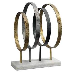Golden Finish Durable Metal Handmade Tangled <b>Abstract</b> Tabletop Decor Geometric Accent Wedding Bedroom Living Room Figure - Product Image 2