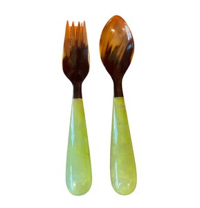 Nouvel artisanat artisanat cuillère en corne de buffle ensemble de cuillères en bois manche en résine écologique artisanat Top vente - Product Image 5