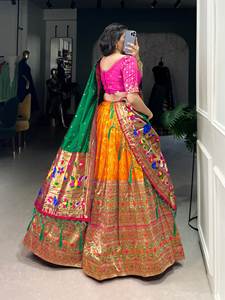 Banarasi lehenga choli ชุดปาร์ตี้ชุด lehenga เย็บกับเสื้อ unstitched และ dupatta - Product Image 5