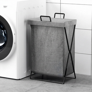 Hua Cheng Laundry <b>Hamper</b> Basket Gray Fabric Foldable Storage For Bathroom And Laundry Room - Product Image 1