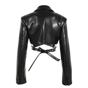 Veste cintrée de moto pour femmes, plusieurs poches élégantes, manches longues, toutes saisons, veste en cuir véritable pour femmes - Product Image 2
