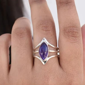 Stackable Statement Amethyst Triple Band Ring 925 Sterling Silver Factory Wholesale Bulk <b>Handmade</b> <b>Jewelry</b> - Product Image 1