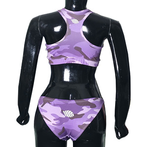 Ensemble de maillot de bain et de yoga deux pièces imprimé par sublimation pour femme, soutien-gorge de sport actif, bas de bikini, maillot de bain extensible, vêtements de sport - Product Image 3