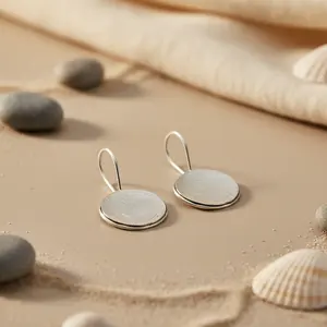 Boucles d'oreilles pendantes rondes en argent 925 pour femmes, bijoux de mode pour tous les jours - Product Image 1