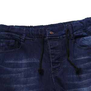 กางเกงยีนส์เอวยางยืดสำหรับผู้ชาย, กางเกงยีนส์แบบเชือกรูดเอวยางยืดสีพื้นสามารถปรับได้ระบายอากาศได้ดี - Product Image 5