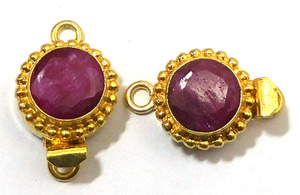18K Gold Plated Round Ruby Gemstone Box Clasp 24X19X10mm Jewelry Making B617-1 Strand 2 Strand 3 Strand Jewelry Components - Product Image 3