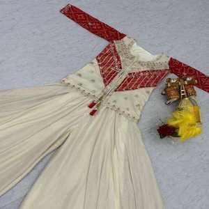 ชุดโคติปาลาซโซดีไซน์หรูสำหรับผู้หญิง ผลิตจากผ้าคอสมอสซิมาร์แท้ พร้อมงานปักลายเชือกหนักแบบละเอียดและงานตกแต่งลาต์กัน - Product Image 6