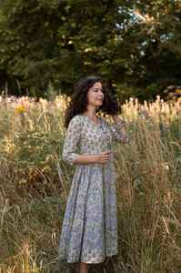 Robe Laveda Imprimée à la Main en Coton Pur Bohème Casual Occasionnelle Vacances Robe d'Été - Product Image 6