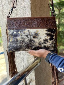 Vente chaude nouveau concepteur usiné à la main frange sacs à main cheveux sur peau de vache sculpture sacs à bandoulière pour femmes multi-usages sacs de luxe élégants - Product Image 4