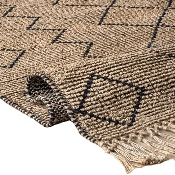Karpet buatan tangan bahan lamun desain eksklusif karpet rami dan karpet dan karpet jahit tangan bundar bunga aster