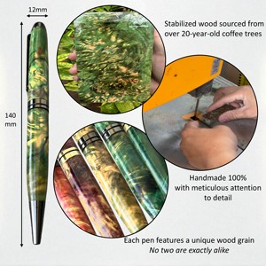 Stylo à bille en bois stabilisé écologique de 0.7mm fabriqué à la main au Vietnam avec une collection de saphirs pour les cadeaux d'entreprise - Product Image 4