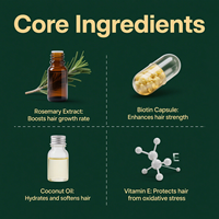 Cliniquement prouvé 100ml huile capillaire bio au romarin biotine bloqueur de DHT kératine huile de noix de coco menthe poivrée huile d'arbre à thé cheveux nourrissants