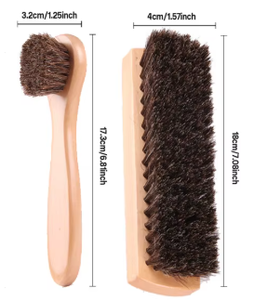 2 pccs सींग के चमके शरीर दोनों ब्रश किट पॉलिश के बच्चे चमड़े के जूते जूते देखभाल ब्रश साफ ब्रश - Product Image 2