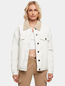 New Arrival Latest <b>Beige</b> <b>Women's</b> OEM <b>Denim</b> <b>Jacket</b> With Sherpa Lining Button Fastening Designed For <b>Women</b> For All Seasons Comfort - Product Image 3