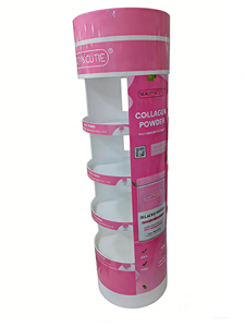 Exhibidor de Cosméticos Cilíndrico de Metal, <span class=keywords><strong>4</strong></span> Niveles, Redondo, Color Rosa, Estante de Exhibición de Maquillaje de un Solo Lado, para Tiendas Minoristas - Product Image 5