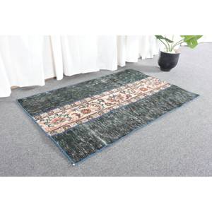 Alfombra de lana turca vintage, diseño clásico de retazos verde y beige, Alfombra de sala de estar de área grande de 21x33 pies con respaldo de látex - Product Image 4