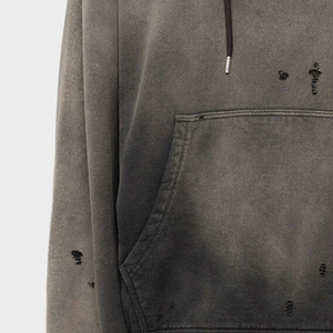 OEM personalizado 100% algodón francés Terry peso pesado etiqueta personalizada lavado con ácido Sun Faded hombres sudaderas con capucha desgastadas Unisex Casualwear - Product Image 5