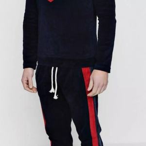 Venta al por mayor de hombres de terciopelo chándal personalizado ajustado liso deporte terciopelo sudaderas con capucha y sudaderas - Product Image 2