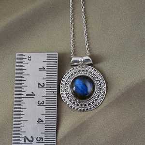 Premium Quality <b>Boho</b> Circle Pendant <b>Necklace</b> Brass Jewelry for Women Silver Plated Tribal Round Pendant for Wholesale OEM - Product Image 5