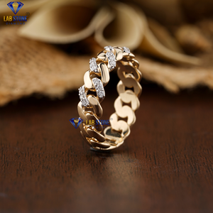 Anillo de diamante de corte brillante redondo TDW 0.108, oro amarillo de 18 quilates, Diamante certificado/no certificado, Joyería de diamantes Cvd/HPHT - Product Image 3