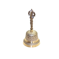 Cloche à main en laiton plaqué or au design antique, poignée antique, thème nautique, technique de moulage, gravure unilatérale imprimée pour