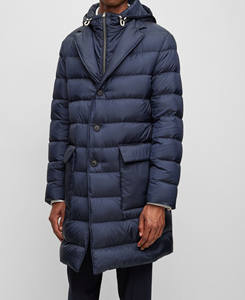 Chaqueta acolchada larga de poliéster 100% OEM/ODM para hombre, logotipo bordado personalizado, cremallera completa, chaqueta de invierno con capucha y acolchado grueso para hombre - Product Image 6