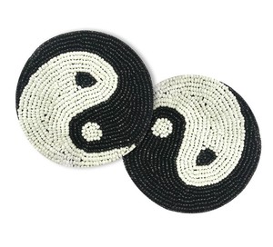 Superior Quality Yin Yang Handcrafted Coasters Set Beaded Embroidery <b>Table</b> <b>Decoration</b> Classic Mother Pearl Dinnerware for - Product Image 1