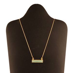 Collar con colgante de amazonita natural en forma de barra, cadena de cable chapada en oro, joyería a granel - Product Image 1