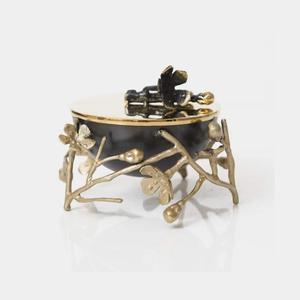 Fabulous Design Round Shape <b>Oud</b> Burner Handmade Arabic Brass Gold Plated <b>Bakhoor</b> Incense Burner With Designer Stand - Product Image 4