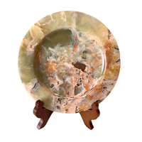 Assiette décorative en onyx, décor en onyx multicolore pakistanais naturel, décor d'assiette bougeoir en onyx
