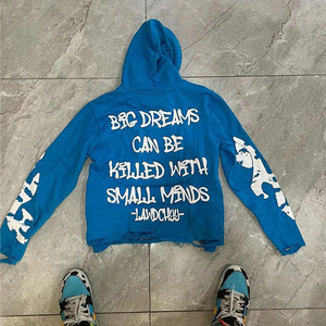 เสื้อฮู้ดดี้ผู้ชาย สีเขียว พิมพ์ลายกราฟิก แขนยาว สไตล์ลำลอง เสื้อสวมหัว สตรีทแวร์ สำหรับฤดูร้อน รับผลิตแบบ OEM - Product Image 4