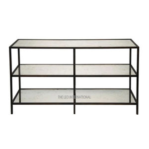 Mesa consola moderna de lujo con marco de Hierro forma Rectangular para boda decoración del hogar de 3 capas con tapa de cristal - Product Image 1