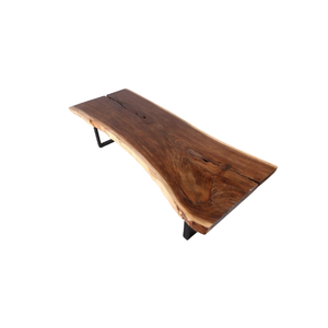 Modern Solid Suar Wood <b>Live</b> <b>Edge</b> Dining <b>Table</b> with Natural Slab Top & Wood Legs for Home Furniture Villa Hotel Use - Product Image 4