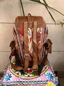 Mochila de cuero Jacquard hecha a mano de cuero auténtico mochila de usos múltiples al por mayor producto a granel - Product Image 3