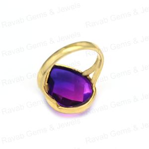 Nouvelle arrivée solide 925 en argent Sterling Bio couleur violet Tourmaline poire Checker coupe lunette bague de réglage pour les femmes bijoux fins - Product Image 4