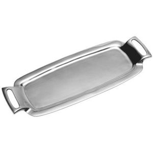 Plateau de service rectangulaire de luxe en acier inoxydable, poli miroir, plateau à nourriture décoratif en métal avec bord côtelé pour hôtel, restaurant - Product Image 6