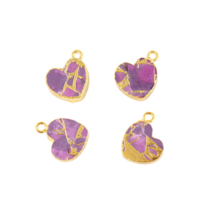 Collection exquise Mohave violet cuivre Turquoise forme de coeur pendentif simple connecteur de caution minuscule fabrication de bijoux en laiton - Product Image 3