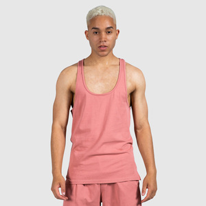 Men's Summer Ribbed Tank Top <b>Super</b> Thick Gym Workout Vest Anti-Shrink <b>Enzyme</b> Wash Stonewashed Technique 100% Cotton Badge - Product Image 1