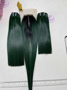 ผมต่อแบบช่อผมสำหรับต่อผมมนุษย์มัดผมเป็นลอนคู่สีเขียวแบบไล่เฉดสี100% เวียดนาม - Product Image 3