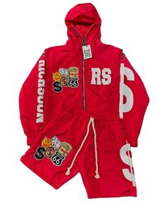 Parche bordado, chándal de verano personalizado, ropa de calle, sudadera bordada, cortavientos, pantalones cortos de nailon, conjunto de chándal para hombre - Product Image 1