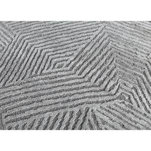 Tapis en laine et soie de bambou à motif géométrique Uvenuti, noué à la main, gris et noir, pour salon, récompensé par le Designers Choice Award - Product Image 3