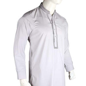 Kameez Shalwar brodé pour homme - Gris - Product Image 1