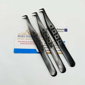 Plasma noir impression de coeur coudé à 65 degrés Durable antistatique prise parfaite Extensions de cils pince à épiler - Product Image 5