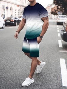 ชุดเสื้อผ้า2ชิ้นสำหรับผู้ชายชุดเสื้อยืดชายหาดโบฮีเมียนพิมพ์ลาย2025ไล่ระดับสีสำหรับวันหยุดฤดูร้อน2025 - Product Image 4